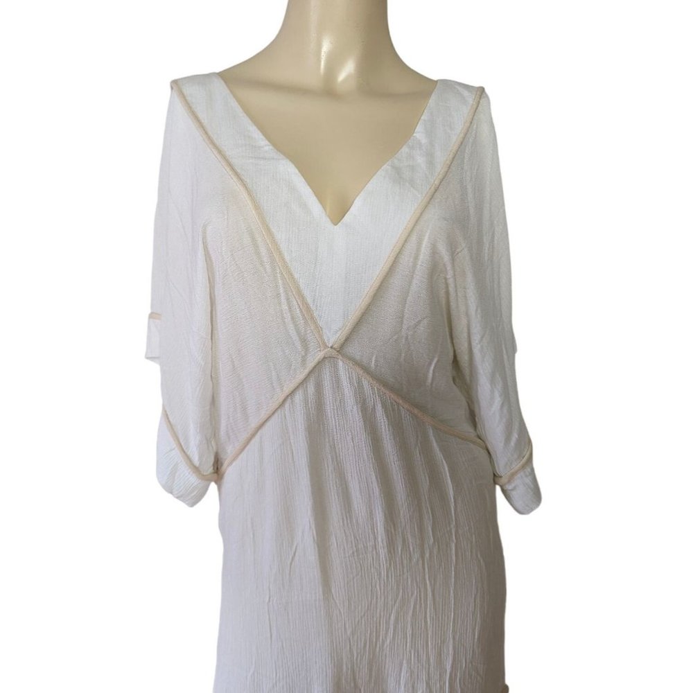 ViX Paula Harmanny off-white‎ rayon Tunic Swimsuit Beach gauze like Coverup - Picture 5 of 8